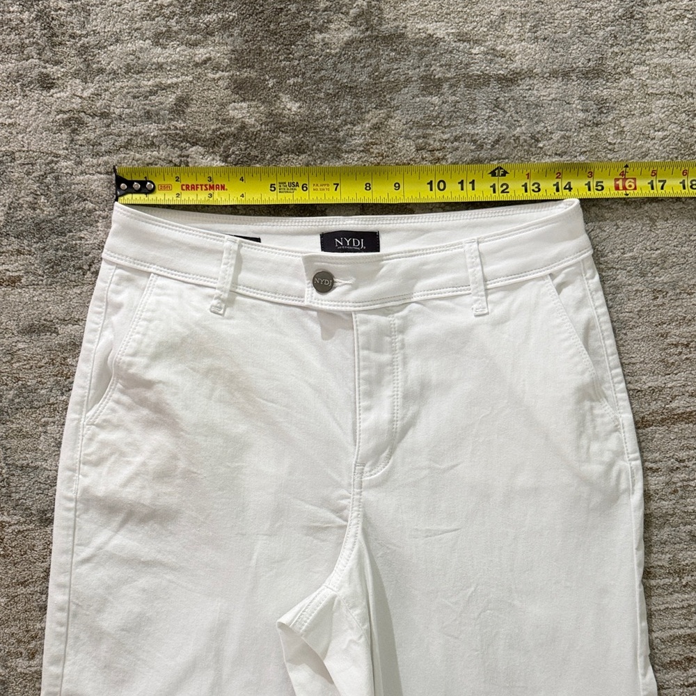 NYDJ High Rise Mona Wide-Leg Ankle Trouser Optic White Women Sz 4 Stretch Pants - Picture 3 of 11